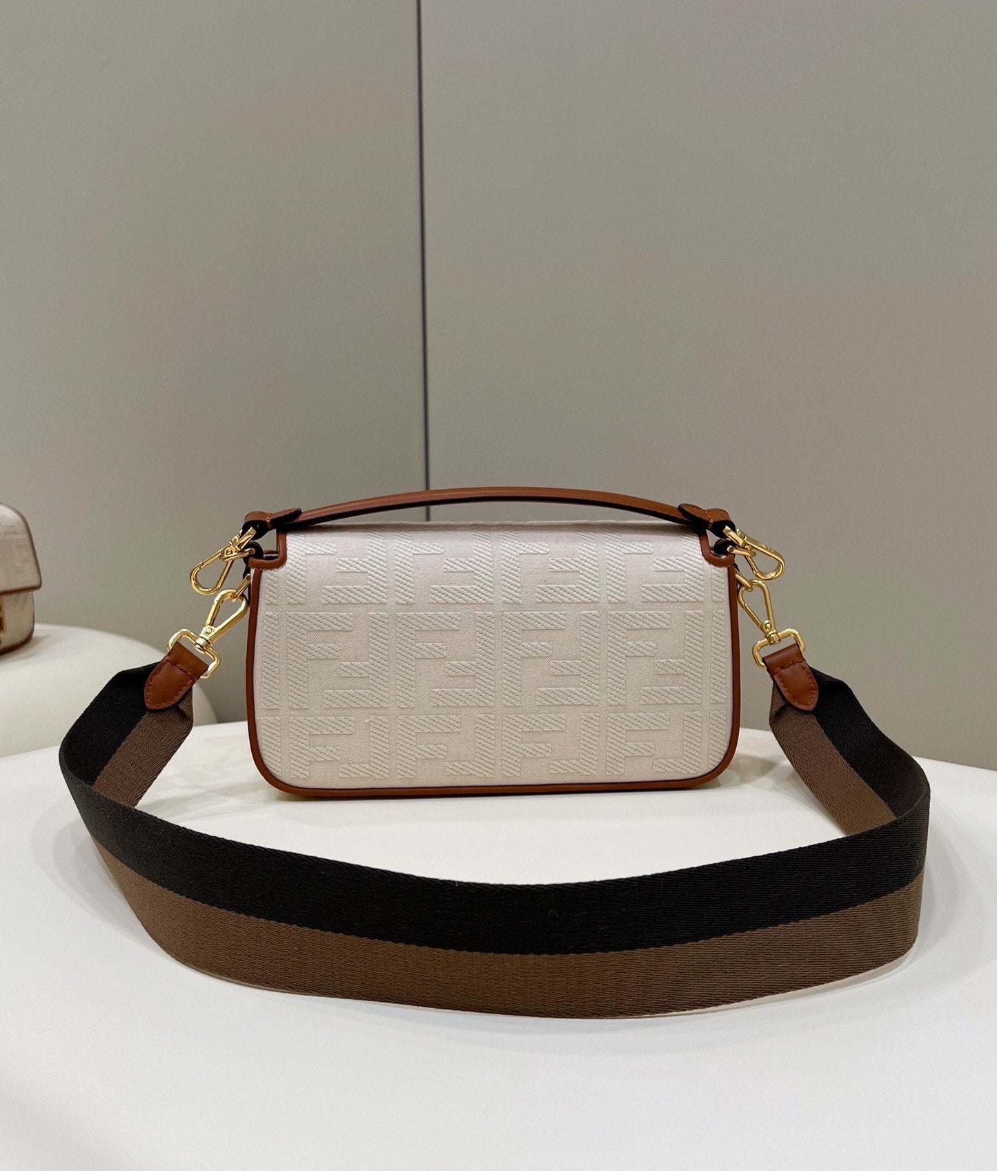 Fendi Baguette White Crossbody Bag