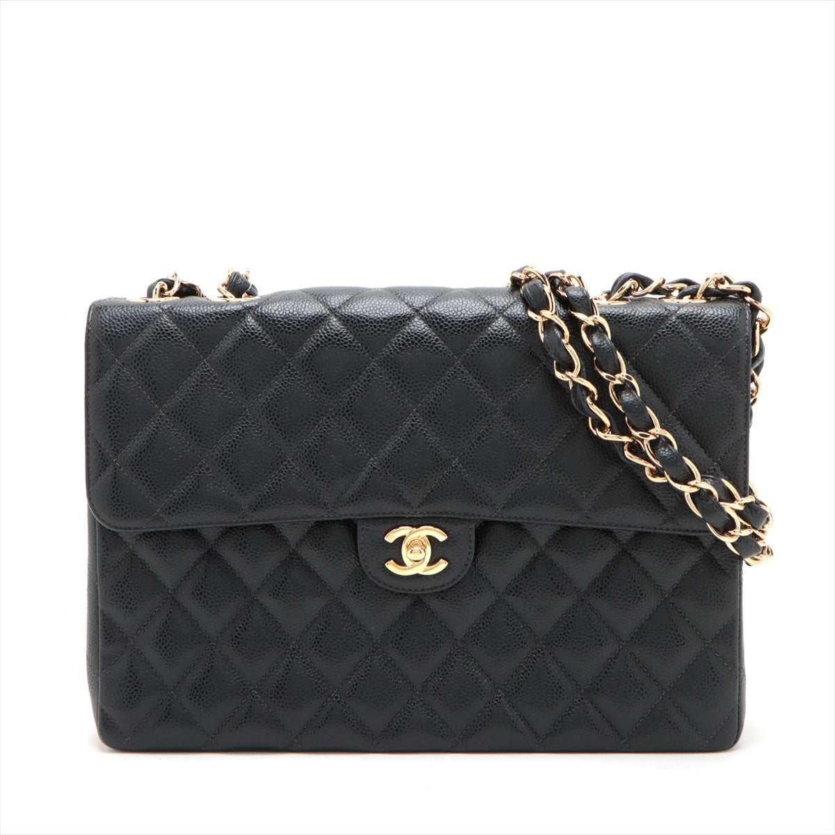 Chanel Decamatrasse 30  Caviar S Single Flap Double Chain Bag Black G  8th A58600