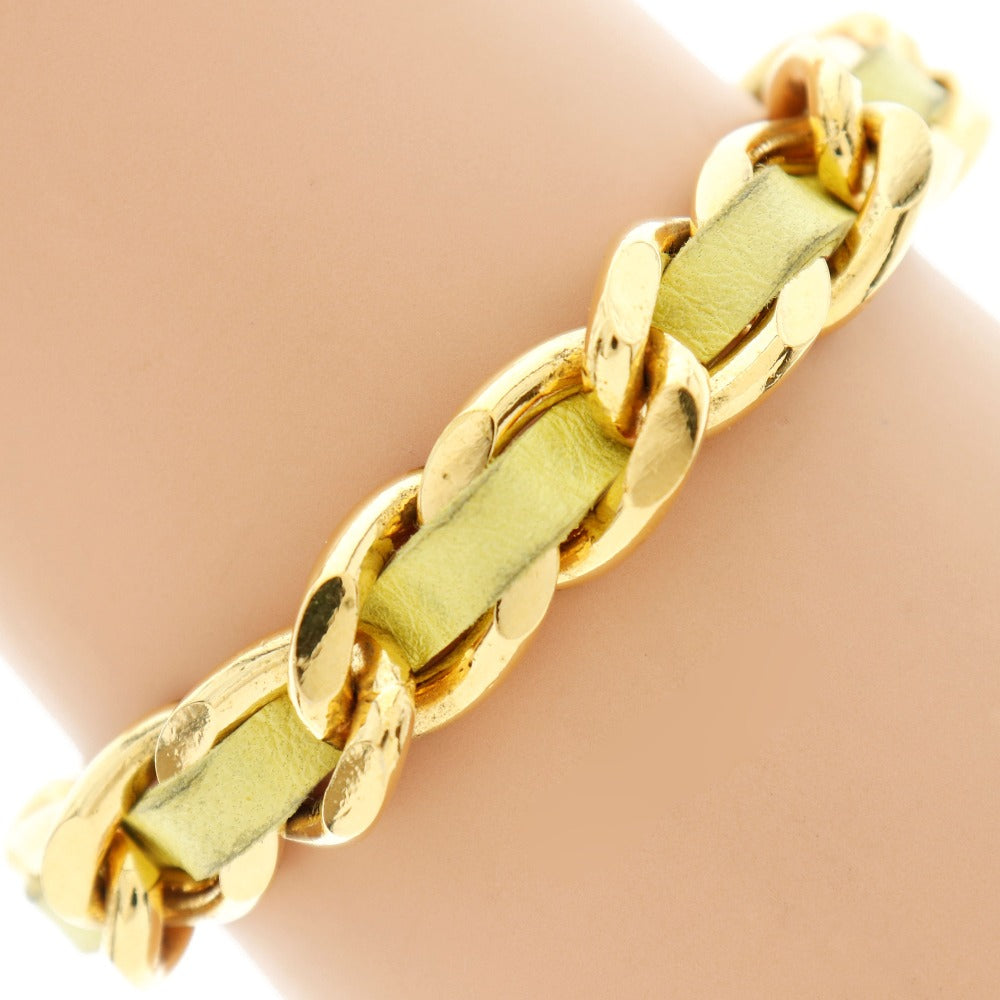 【Suale  OFF】Chanel CHANEL Bracelet G   Leather Gold/Yellow 26  46.4g  【Supersale】