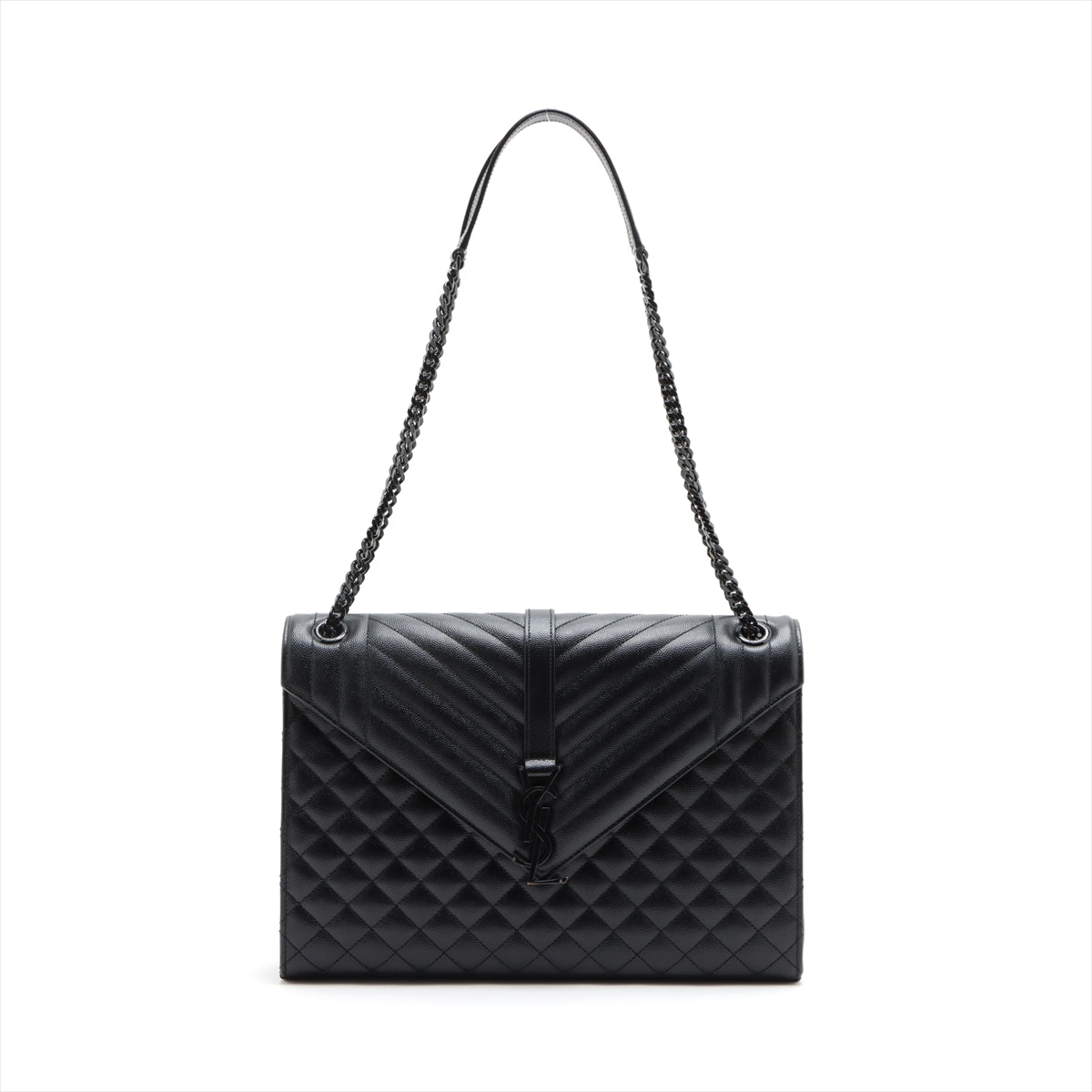 Saint Laurent Cassandra Leather Chain Shoulder Bag Black 396910