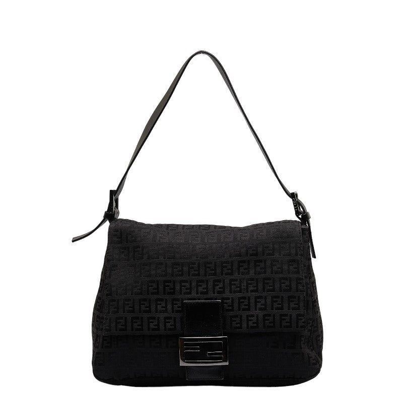 Fendi Zukiano One-Shoulder Bag Handbag Black Canvas Leather  Fendi