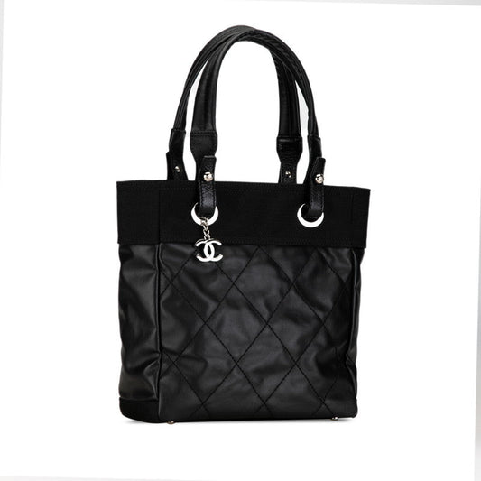 CHANEL COCOMARK PARIBIARITZ TOUTE PM TOUTE BAG A34208 BLACK SILVER PVC LEADER LADY CHANEL