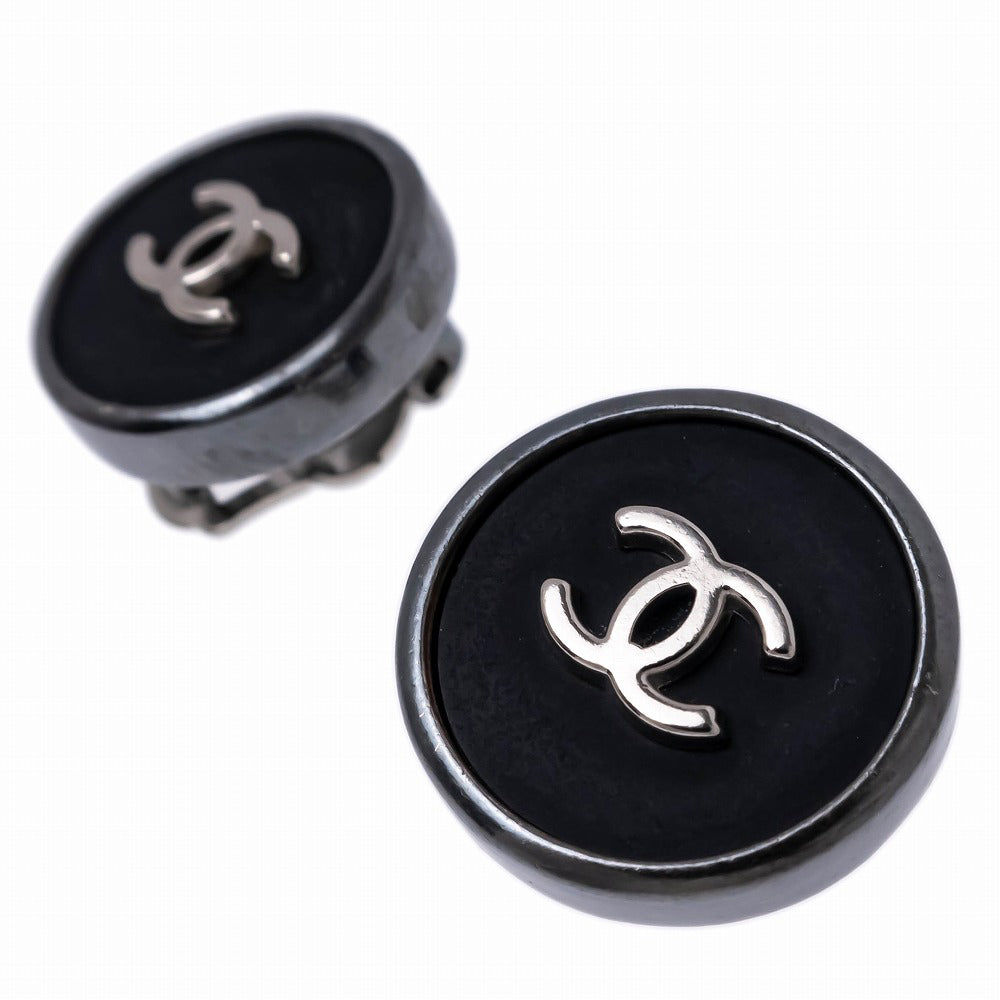 Chanel Earring 96P Coco Silver Black Vintage  Accessories