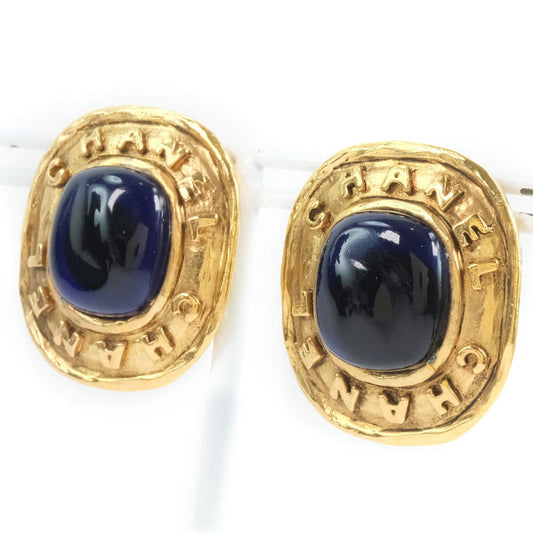 【Suale  OFF】Chanel CHANEL Earring Vintage Color Stone G Plated  Blue Stone Blue Gold 26 Square  【A- 】