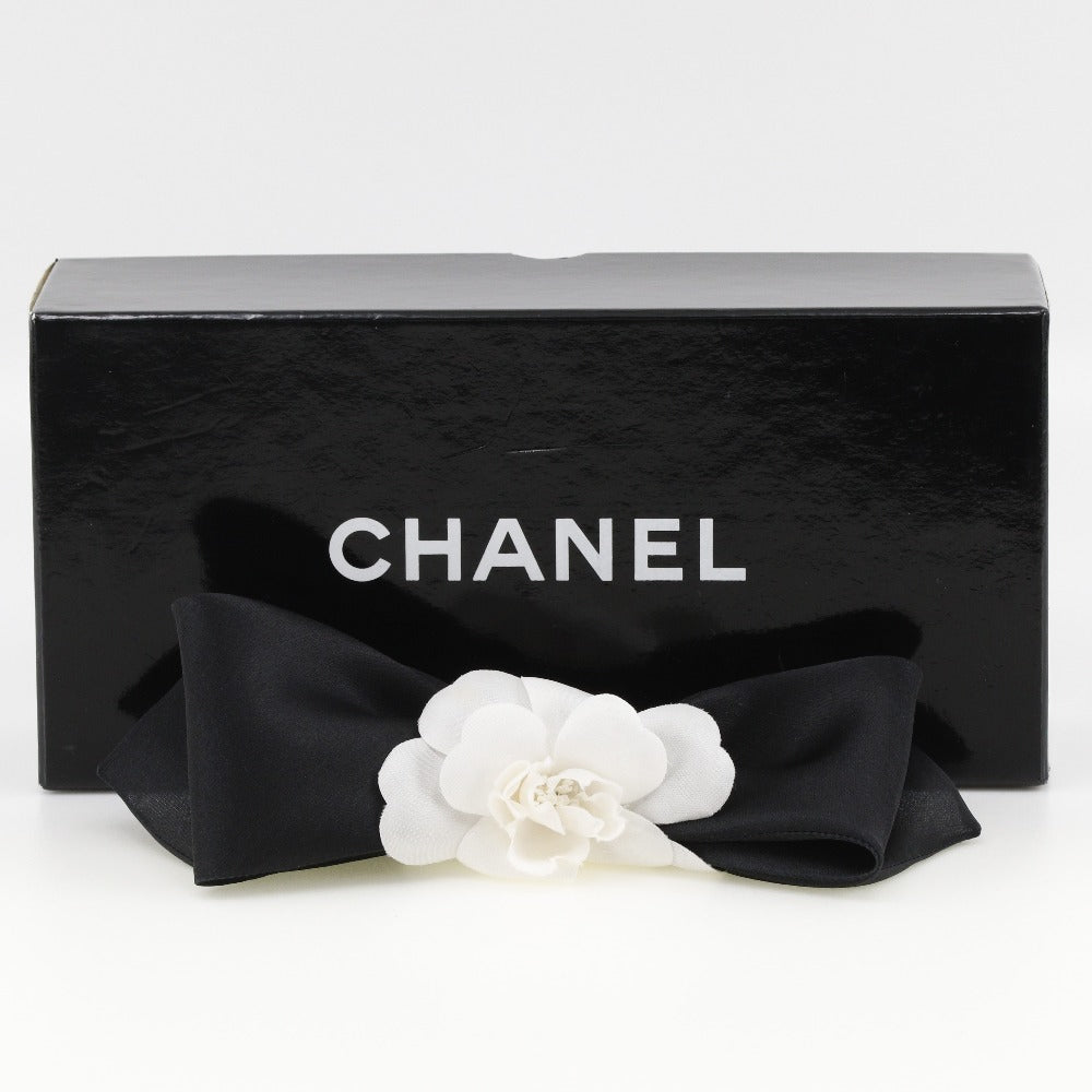 【Suale  OFF】Chanel CHANEL Camellia Ribbon Baretta Satin Textile French Made Black/White Ribbon Camellia Ribbon  【Supersonal】