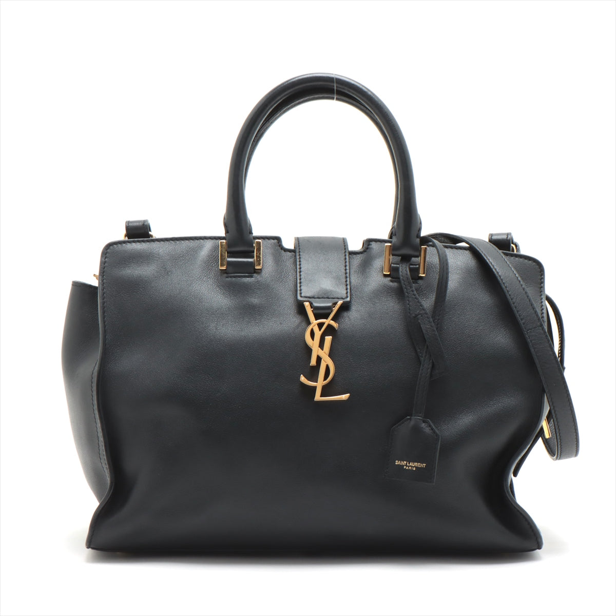 Saint Laurent  Cabas Leather 2WAY Handbag Black 424869