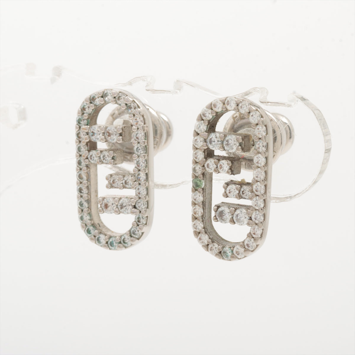 Fendi FF Logo Pierce Earrings Silver