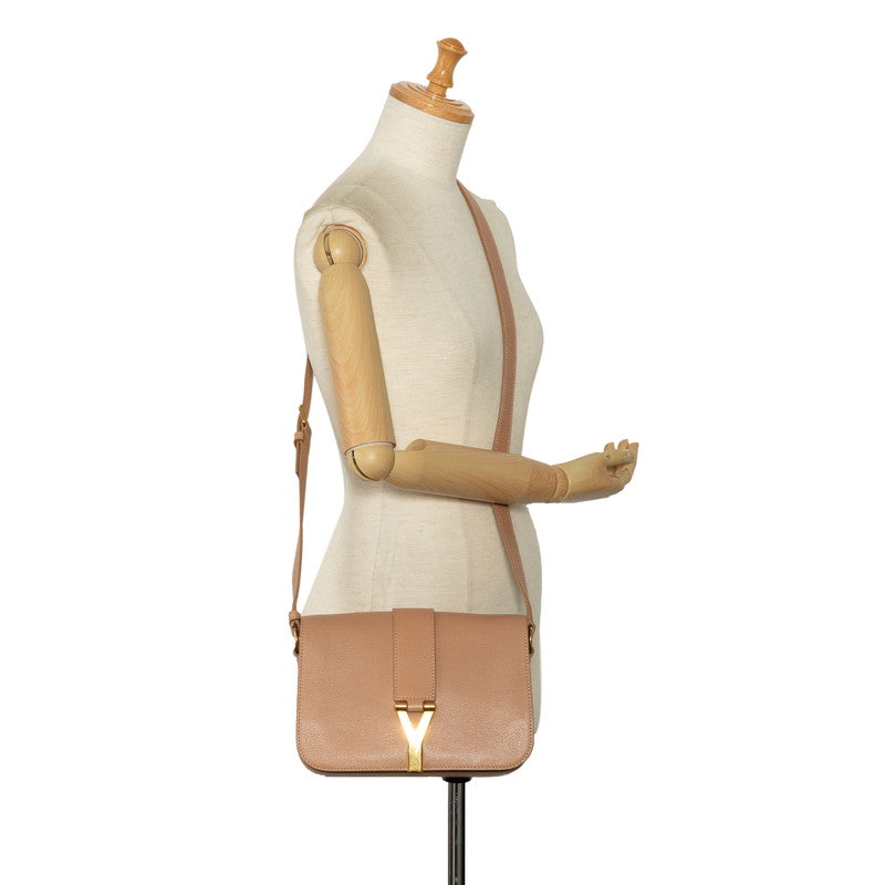 Yves Saint Laurent Y Line Sacchel  Shoulder Bag Beige Gold Leather  Yves Saint Laurent