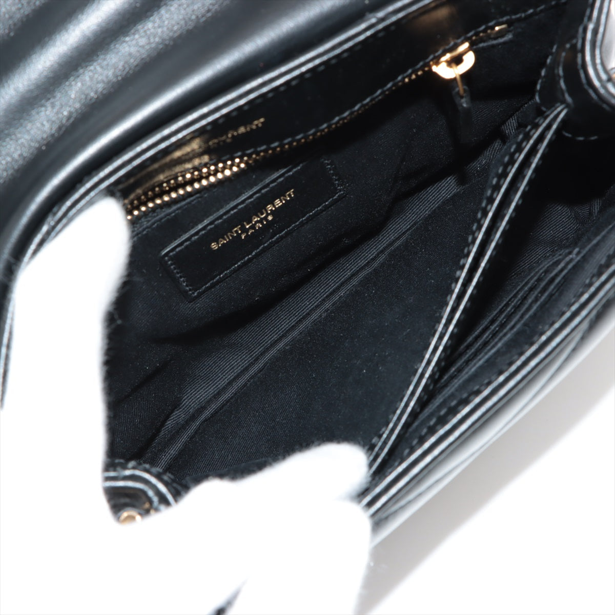 Saint Laurent Rule Leather Shoulder Bag Black 467072 RUB