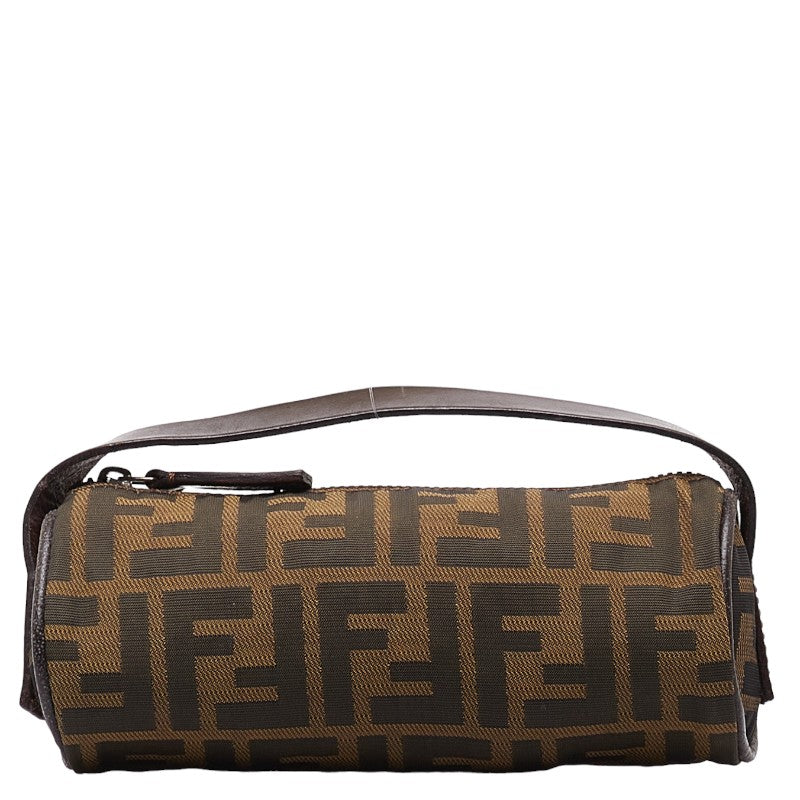 Fendi Zucca Pouch 26553 Brown Canvas Leather  Fendi