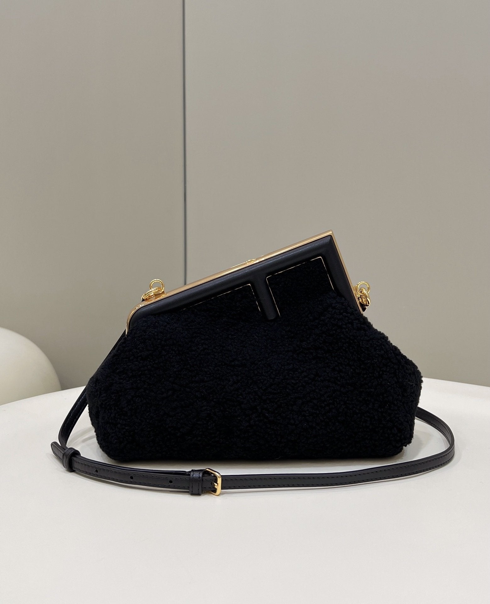 FI First Small Black Mink Bag For Woman 26cm/10in