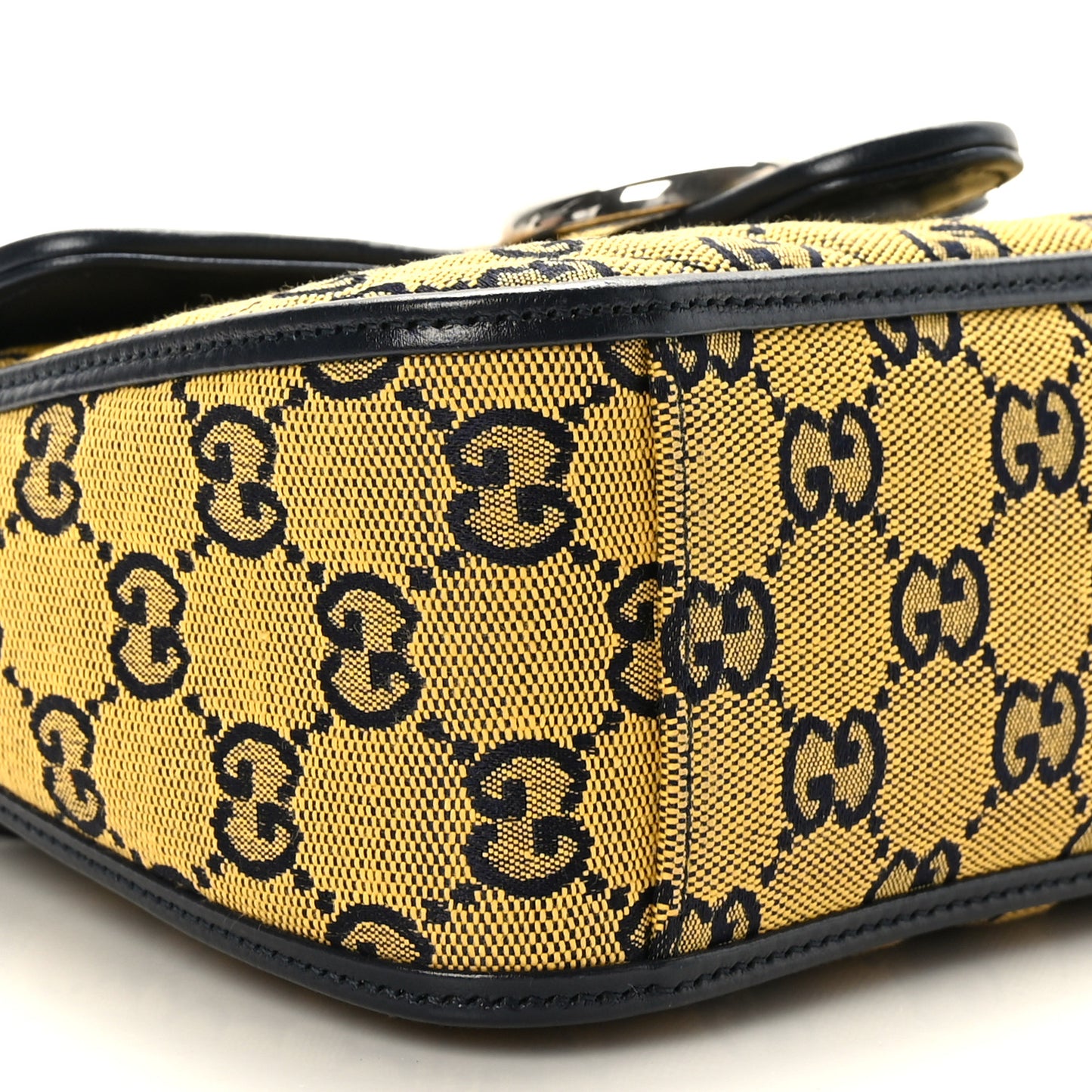 Gucci  Monogram Multicolor Matelasse Diagonal Mini GG Marmont Top Handle Shoulder Bag Yellow