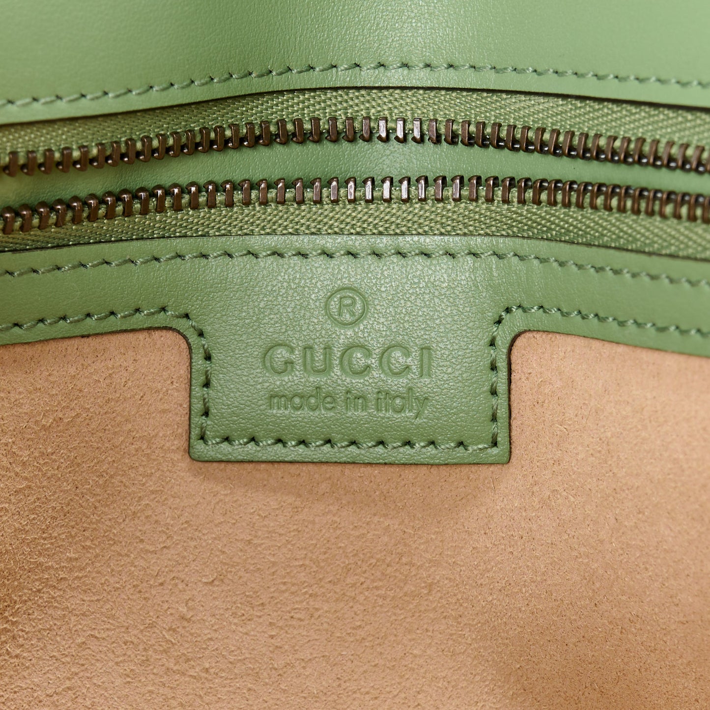 Gucci  Calfskin Matelasse Small GG Marmont Shoulder Bag Salamander Green