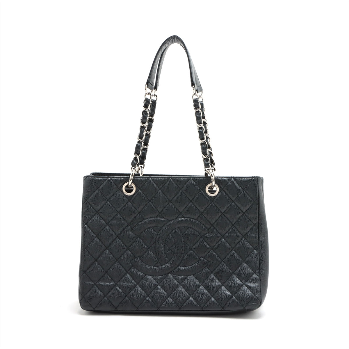 Chanel GST Caviar S Tote Top Bag Black Silver G