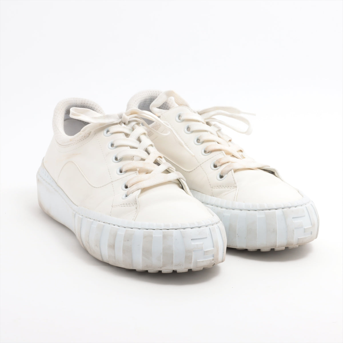 Fendi Zucca Leather Trainers 8 Men White 7E1415