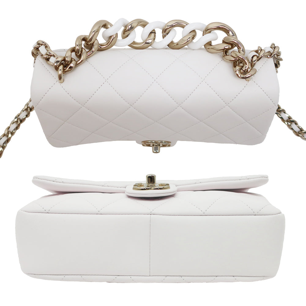 Chanel Matrasse 2WAY Chain Shoulder Bag White Hand GD G