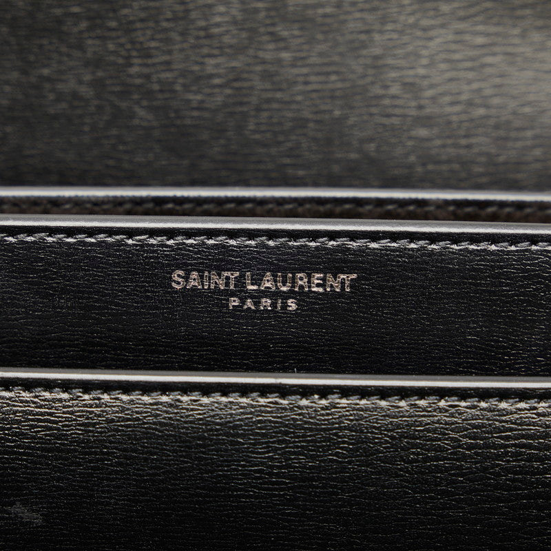 Saint Laurent Monogram Shoulder Bag in Calf Leather Black 442906