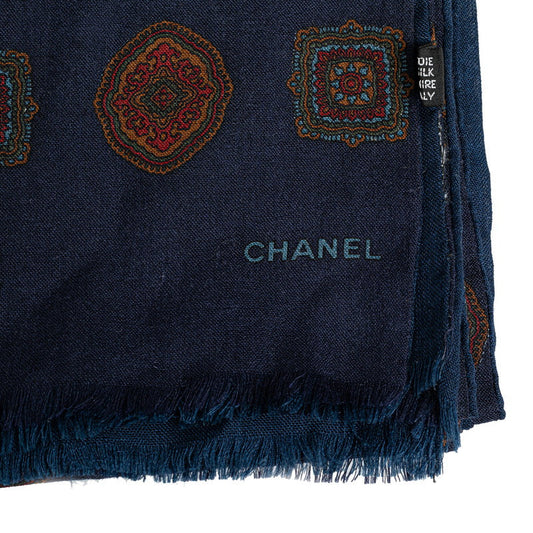 Chanel Logo Machu Picchu Brown Silk Cashmere  CHANEL