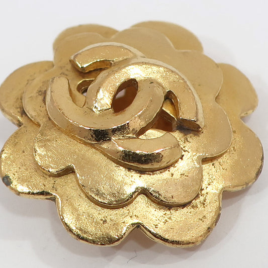 Chanel Earring One-to-One Flower Motif CC Mark 96P G Color Gold  GP About 25.1g Clipper  Accessories Female  Box