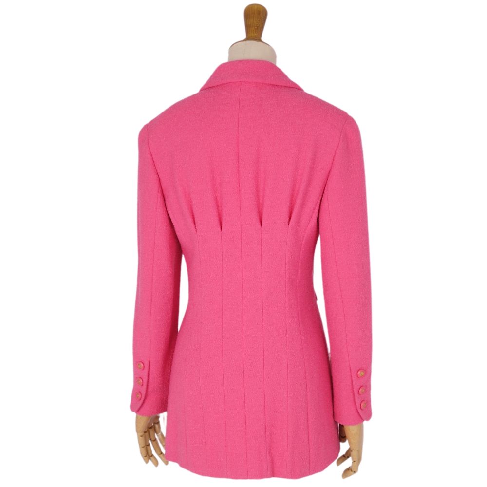 Vint Chanel Jacket Long Sleeve Wool Tweede Coco Button   34 (S equivalent) Pink