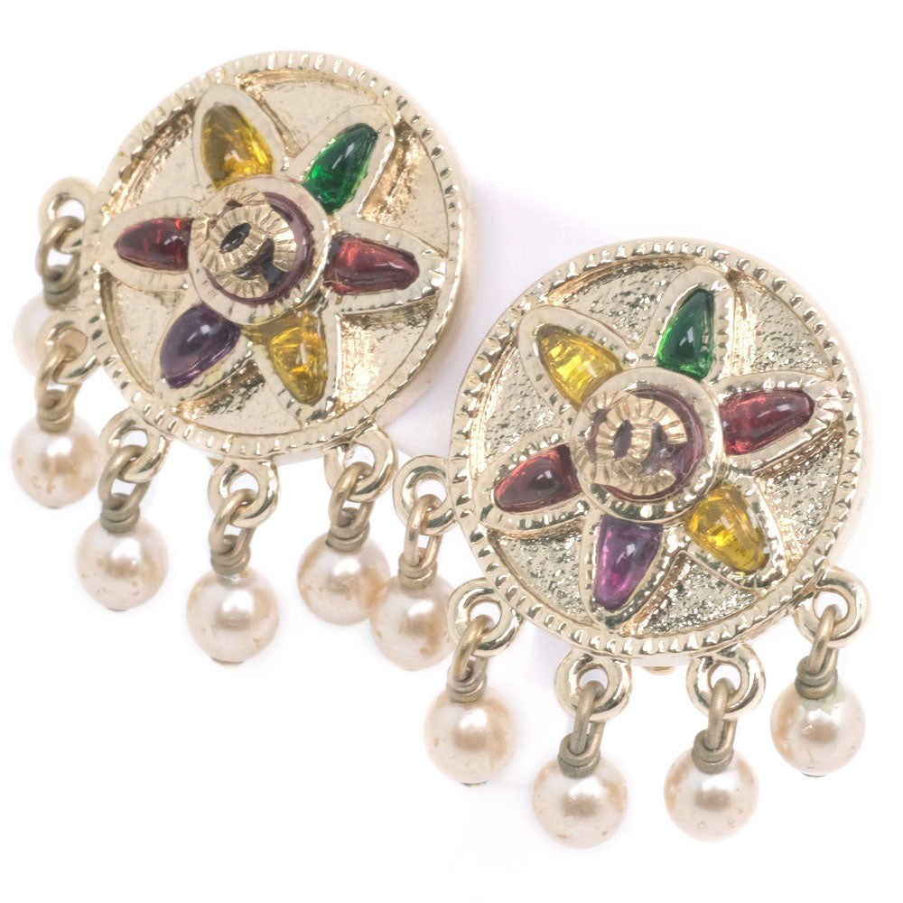 Chanel Chanel Coco Earring False Pearl Multicolor 07P  10.5g COCO Mark  【】 A Ranking  Earring