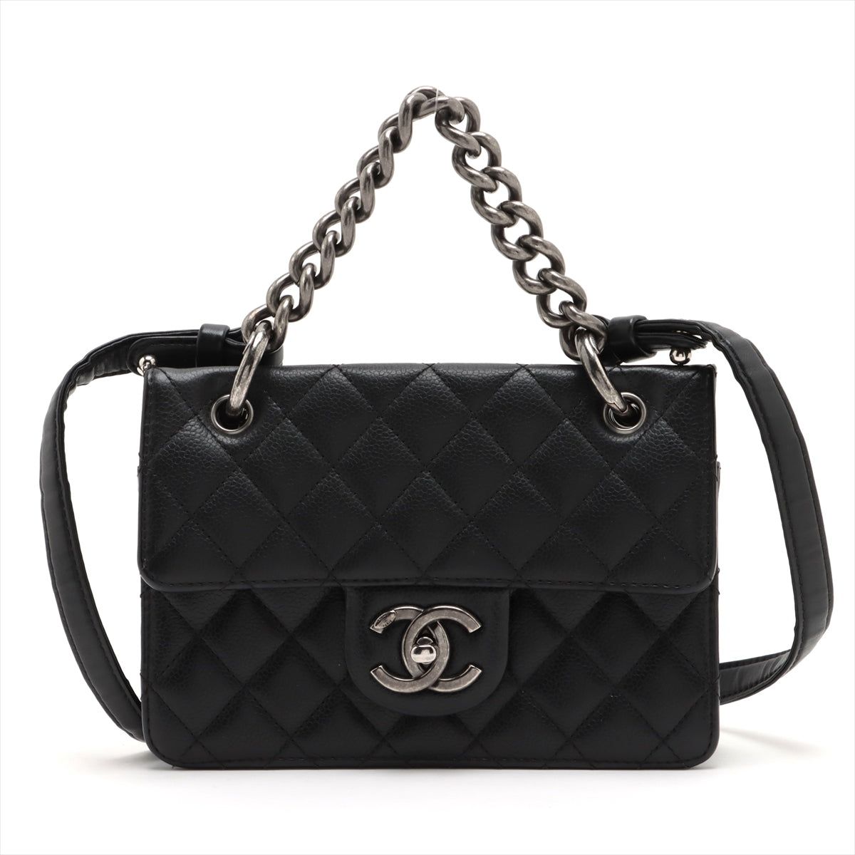 Chanel Matrasse Caviar S 2WAY Shoulder Bag Black Gummetal G  18th