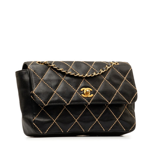 Chanel Wild Stick Coco Chain Shoulder Bag Black Leather  Chanel