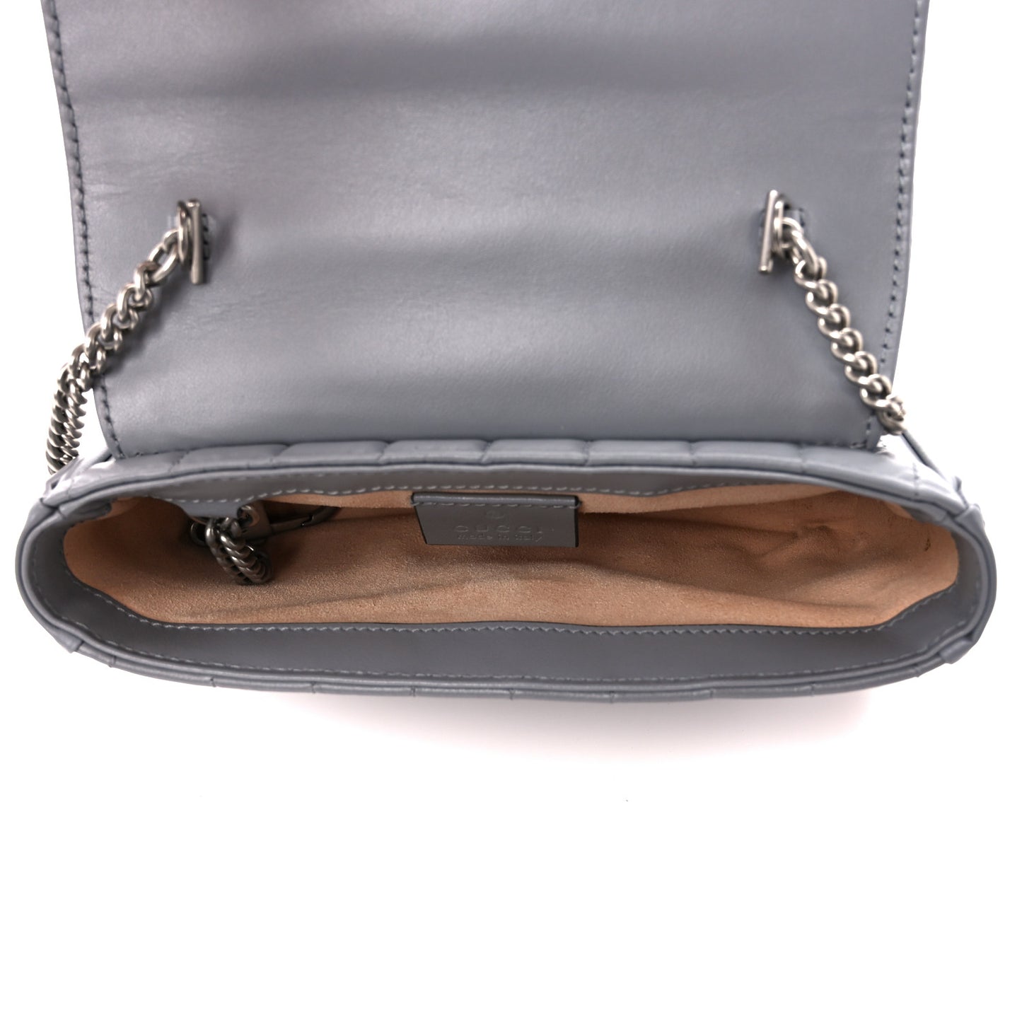 Gucci  Calfskin Matelasse Aria Super Mini GG Marmont Shoulder Bag Deep Grey