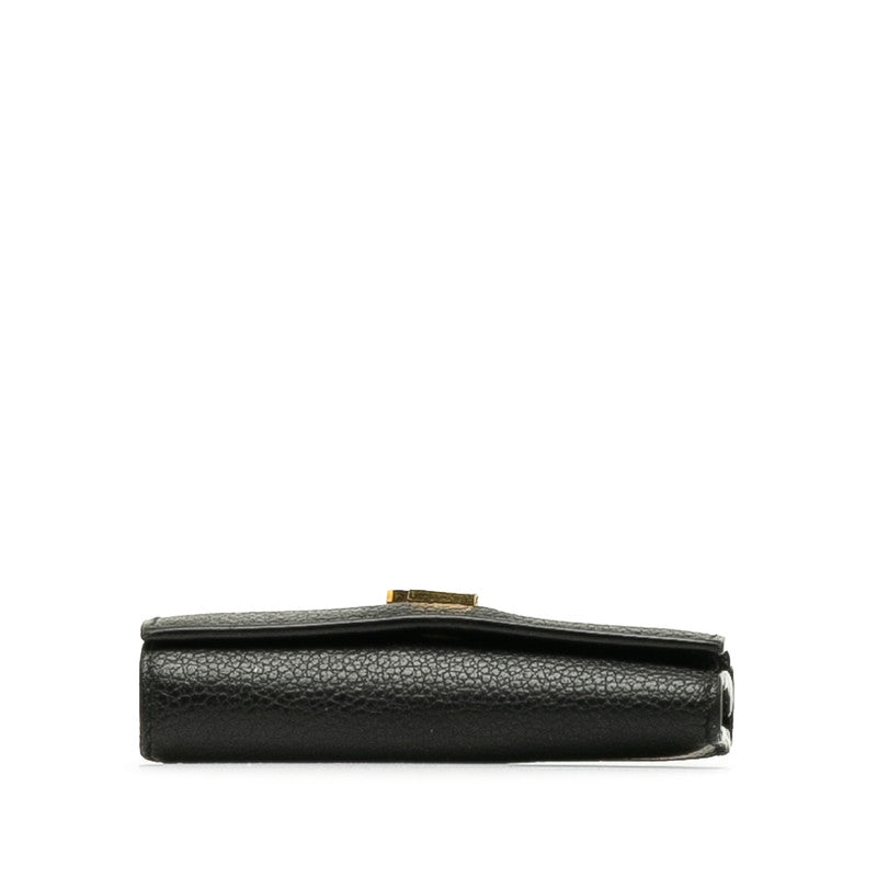 Saint Laurent 6 Key Holder in Grain Calf Leather Black 613334