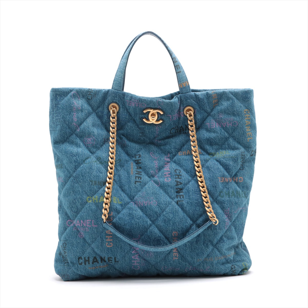 Chanel Matrasse Denim x Leather Chaintot Bag 2WAY Blue G  AS3128