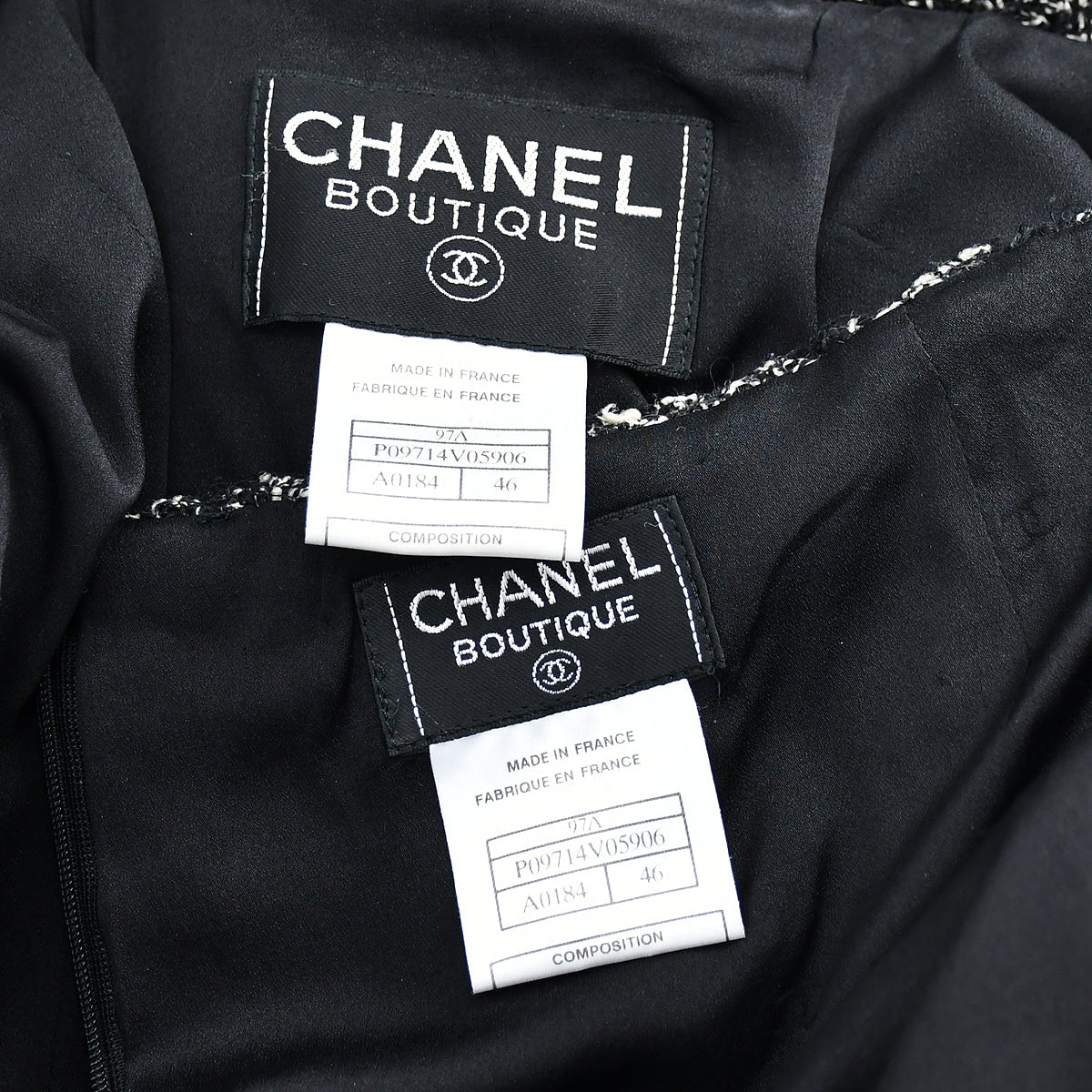 Chanel Setup Suit Jacket Skirt Black 97A #46