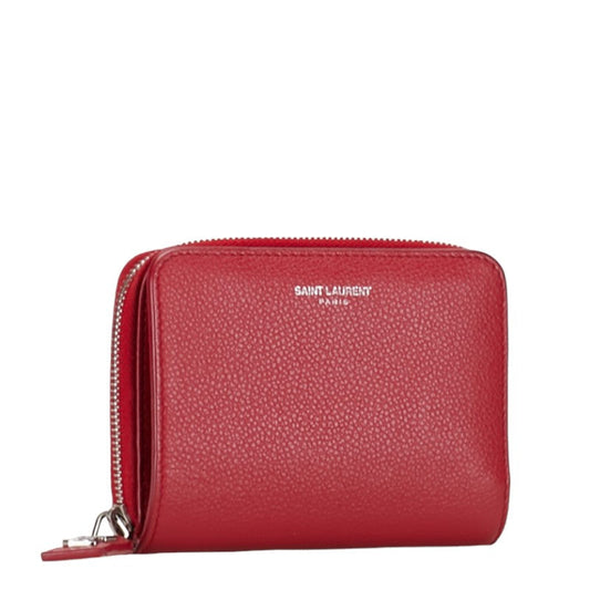 Saint Laurent YSL Logo Two Fold Wallet Compact Wallet GUE414661 Red Leather  Saint Laurent