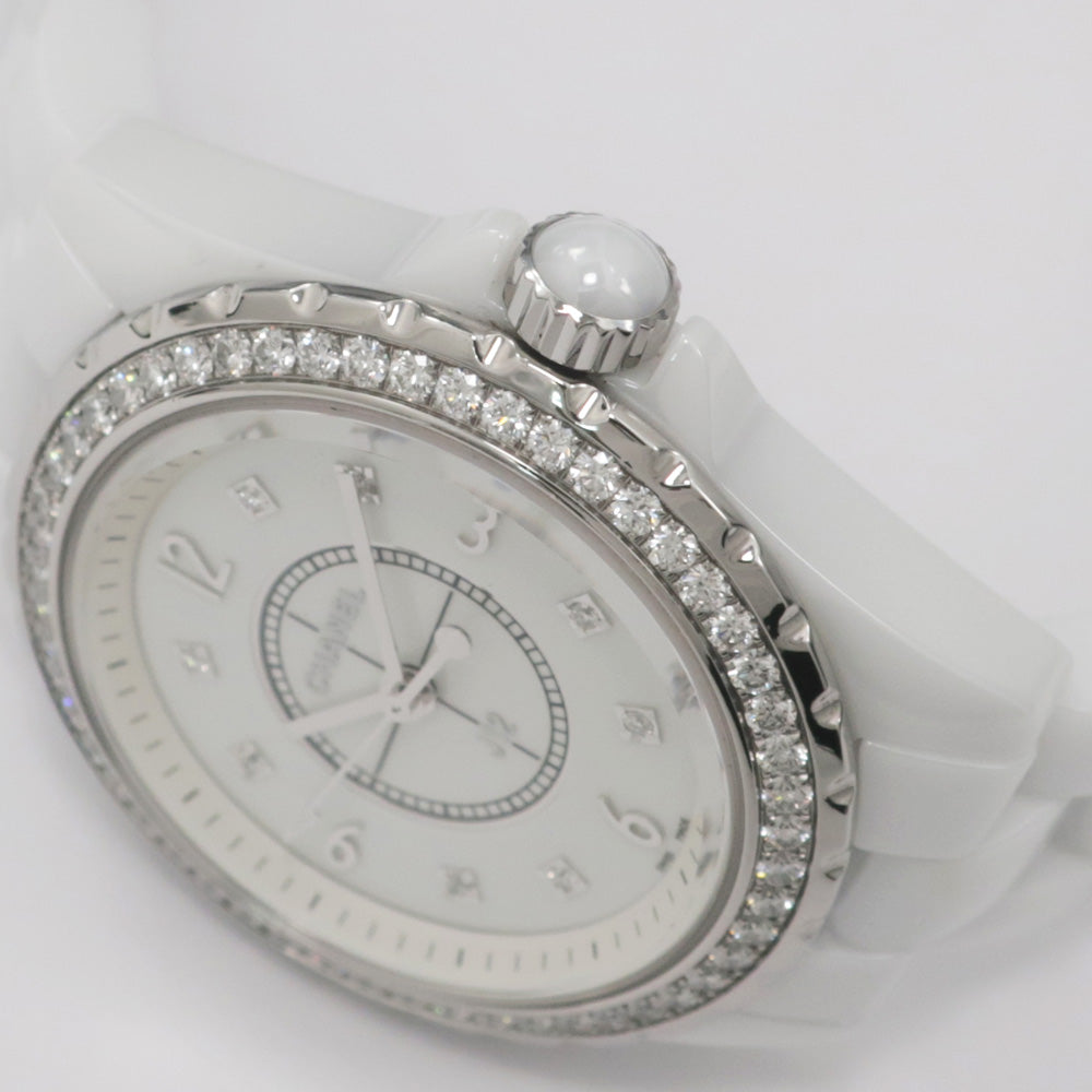 CHANEL J12 33mm H3110 White Ceramic White Bezel Diamond 8P Diamond Quartz  Woman Watch