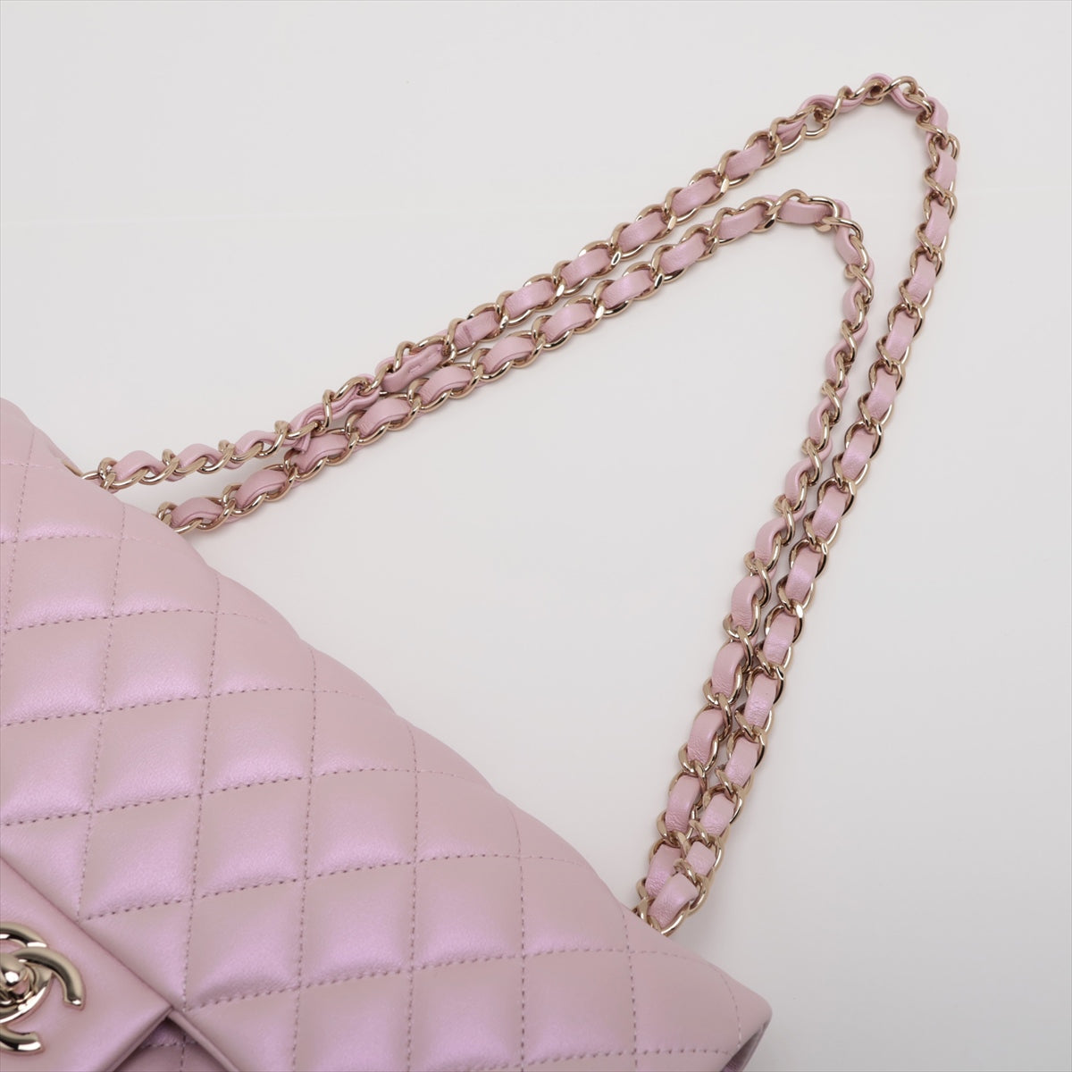 Chanel Matrasse 25  Double Flap Double Chain Bag Metallic Pink G  31st A01112