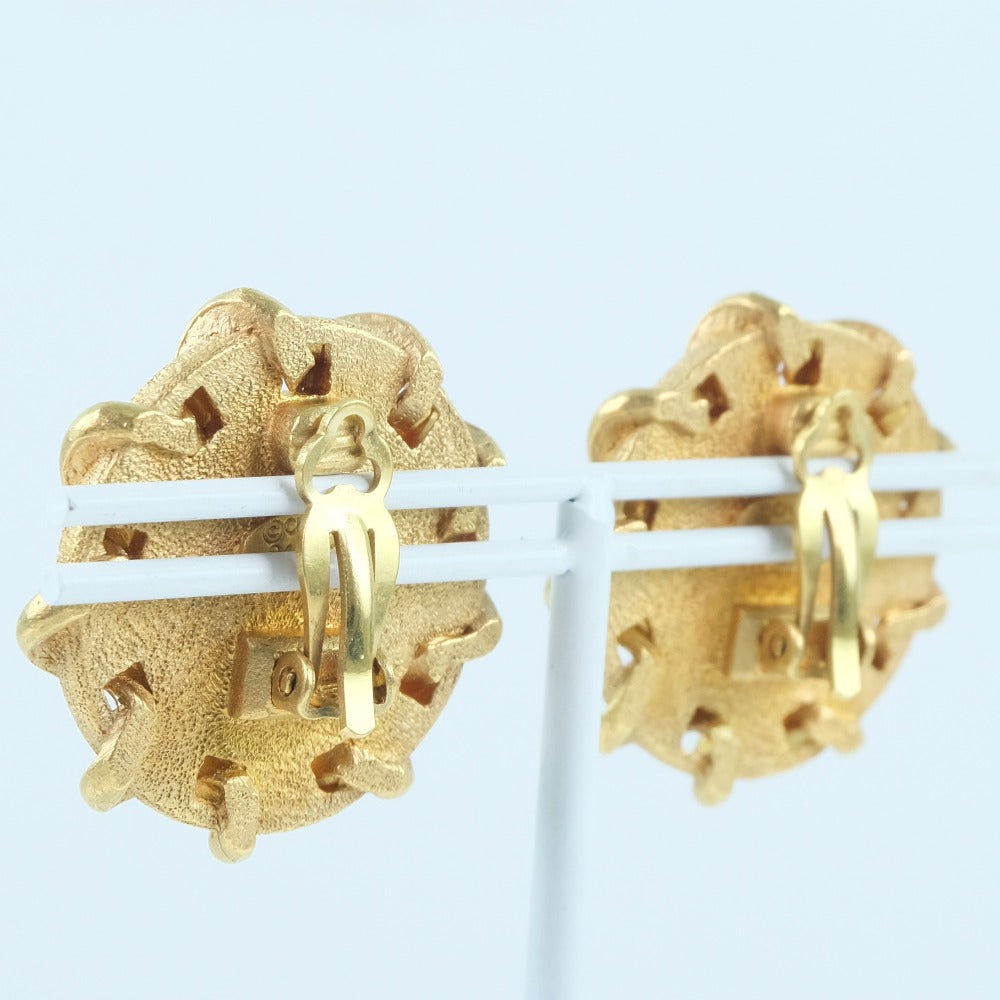 Chanel CHANEL COCOMARK Earring G   Leather Gold 94P  24.1g COCO Mark  【】 A Ranked Earring