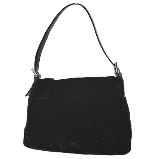 Fendi Black Velvet Mamma Baguette Handbag