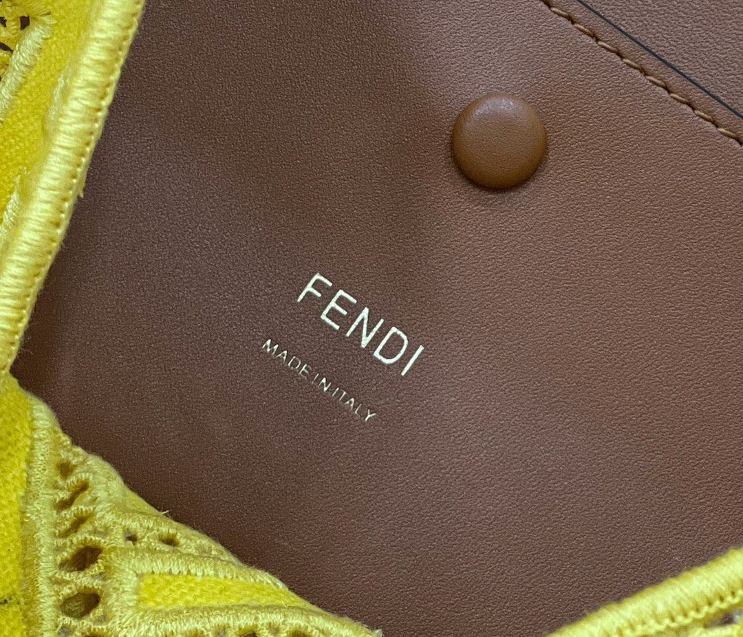 Fendi Baguette Yellow with Embroidery Medium Bag For Woman 28cm/11in