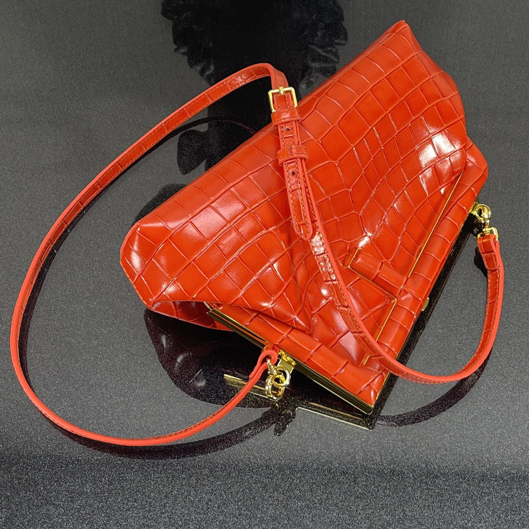 Fendi Fendirst Small Orange Crocodile Bag For Woman 26cm/10in