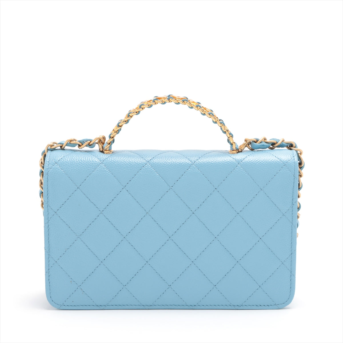 Chanel Matrasse Caviar S Chain Wallet Blue G  AP2804