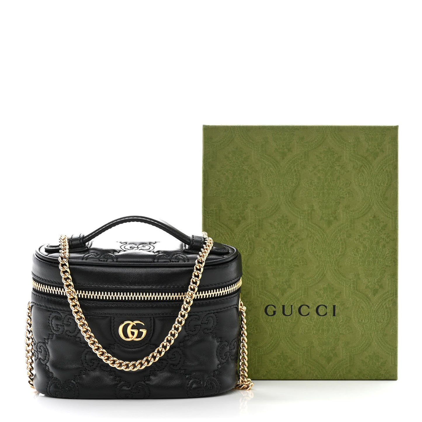 Gucci  Calfskin GG Matelasse Mini Top Handle Bag Black