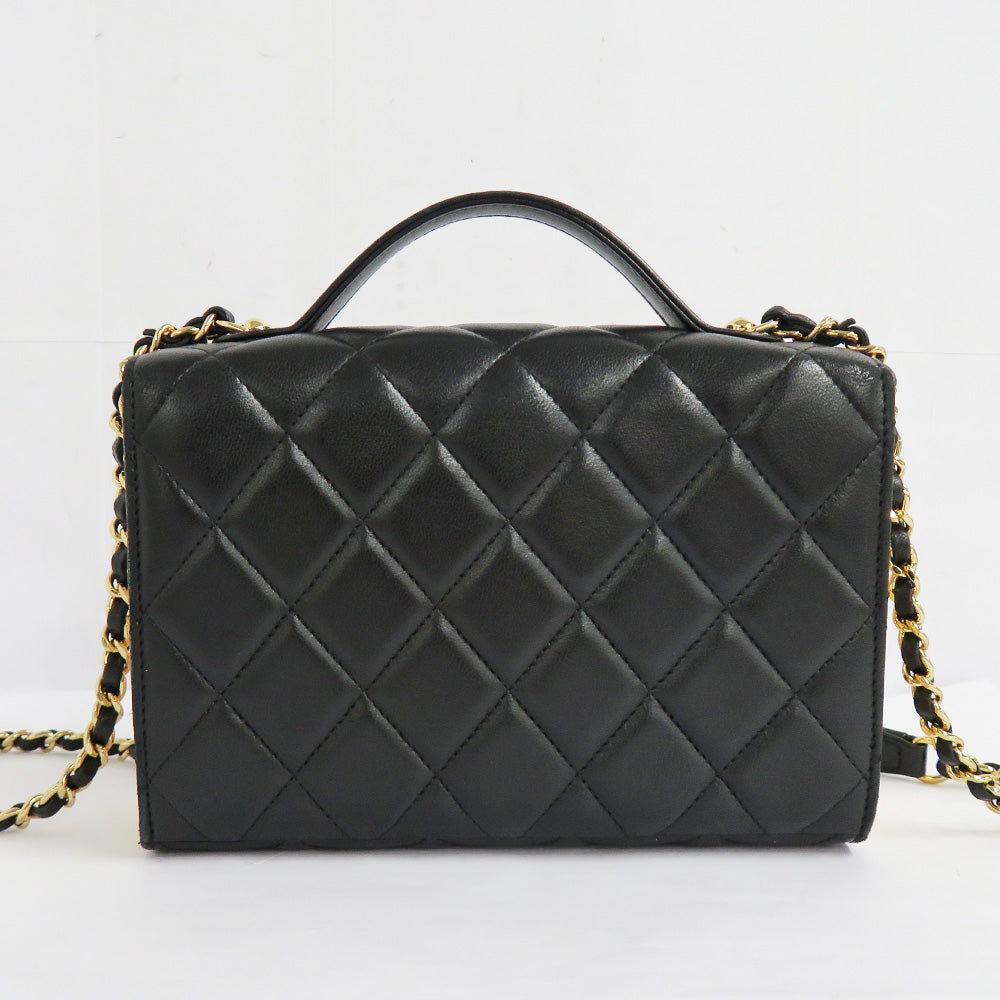 Chanel Top Handle Chain Bag  Black G  Chain S Bag Black Leather