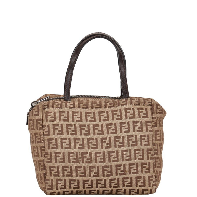 Fendi Zucca Handbag 22628 Beige Brown Canvas Leather  Fendi