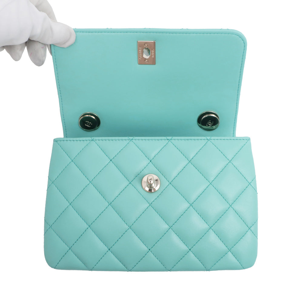 CHANEL Coco Handle XS  Handbag Top Handle Turquoise Blue Shoulder GD G A92990