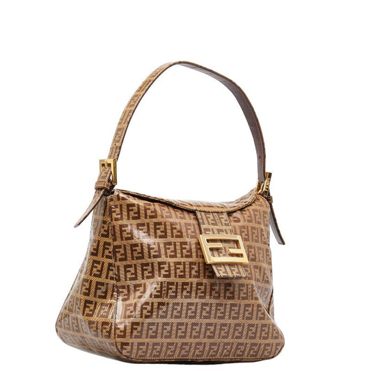 FENDI Mamma Baguette Handbag Zucca Monogram Patent 2384