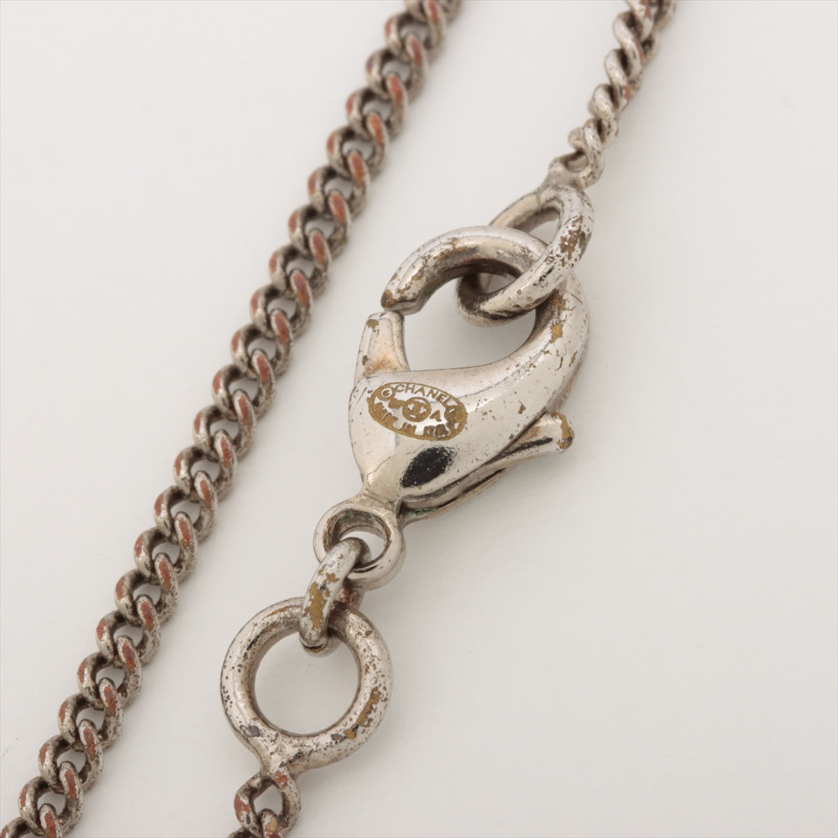 Chanel Coco 07A Necklace GP  Rhinestone Silver