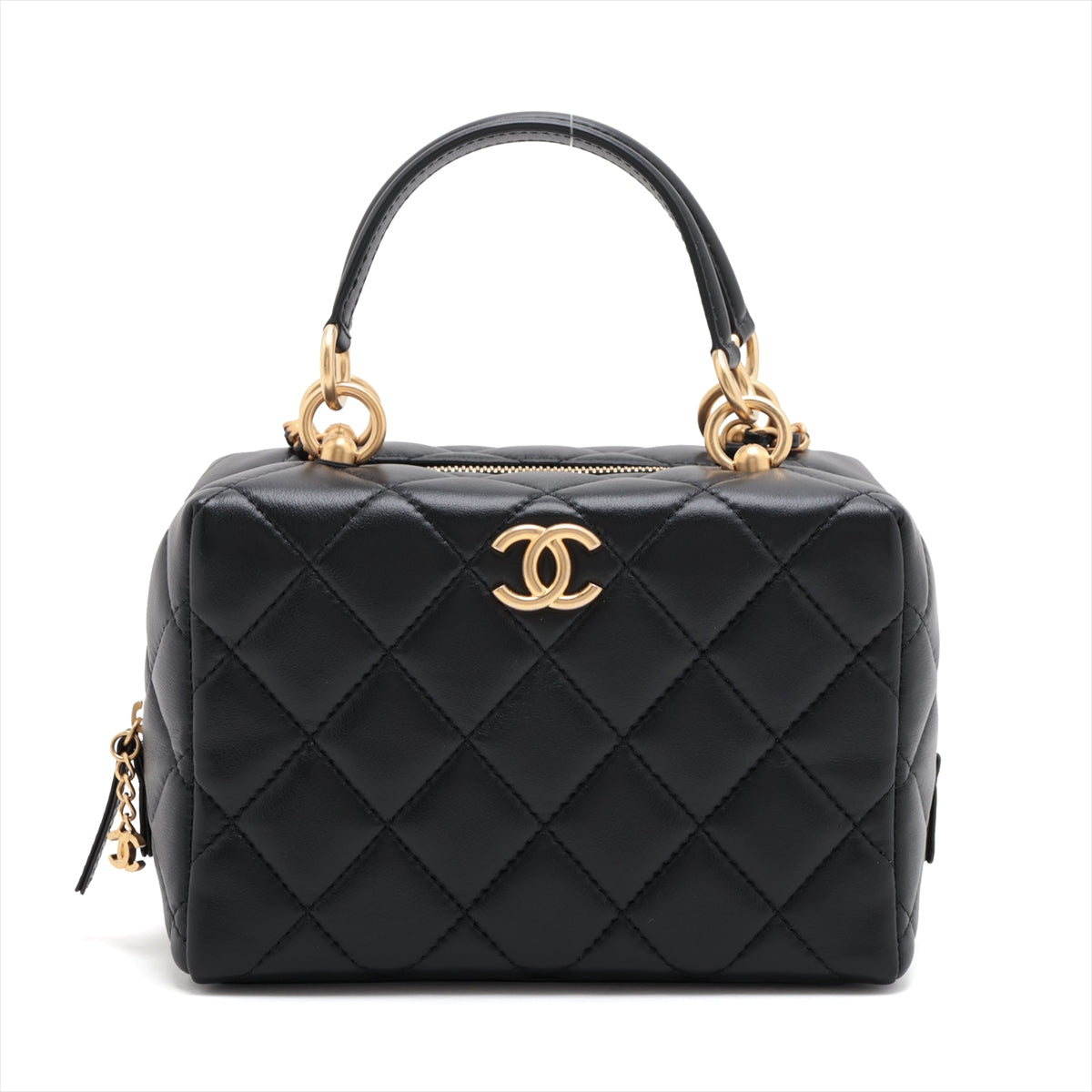 Chanel Matrasse  2WAY Handbag Mini Bowling Bag Black G  AS4202