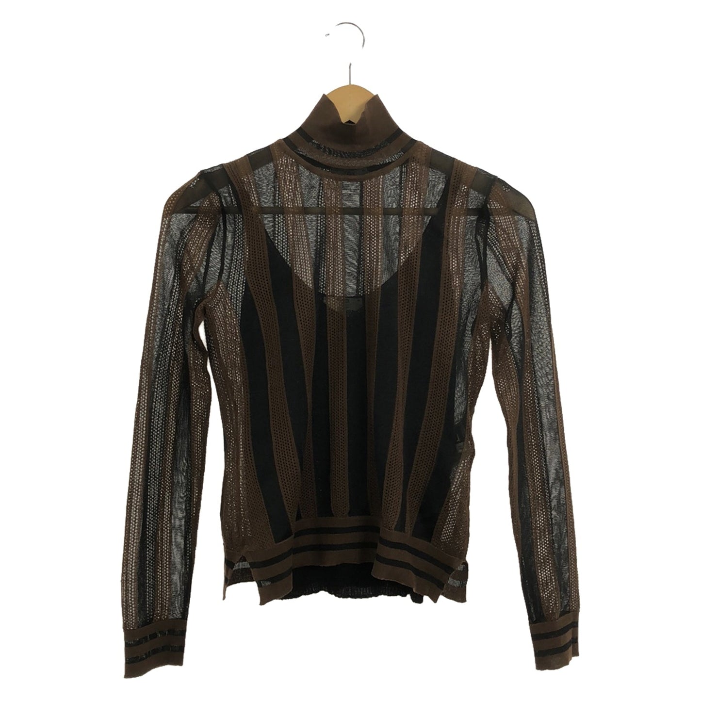 Fendi Fendi Strip High-Neck e  Tops Silk Nylon  Brown FZY923AAEQ