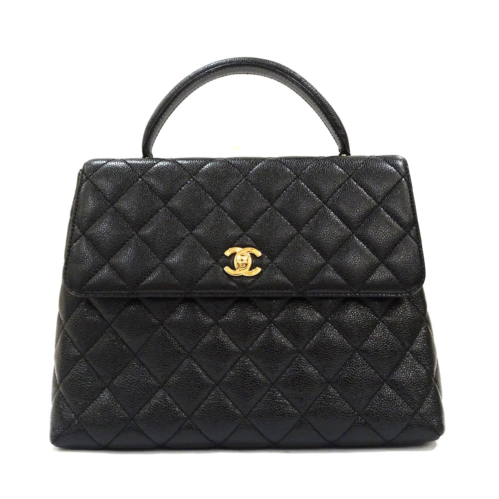 Chanel Top Handbag Matrasse Cabia S Coco Turn-Lock Black G  Black Black Handbag  A12397