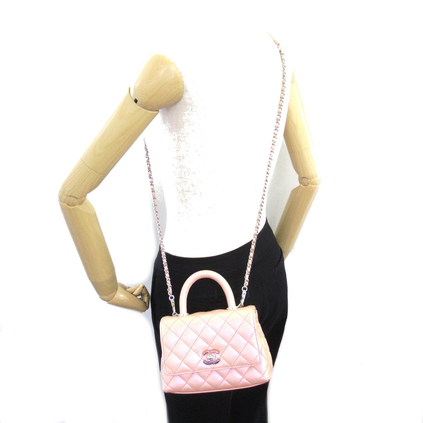 Chanel Coco Handler Matrasse 2w Shoulder 2way Shoulder Bag Caviar S  Pink Metal Pink