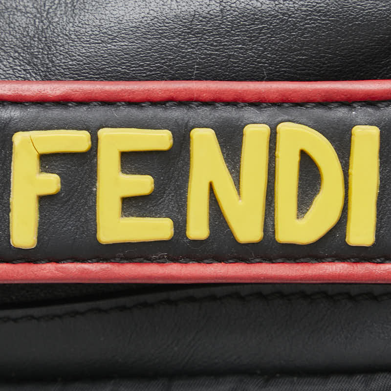 Fendi Monster Ice Logo Fendi Handbag 2WAY 7V11 Black Leather Nylon  Fendi